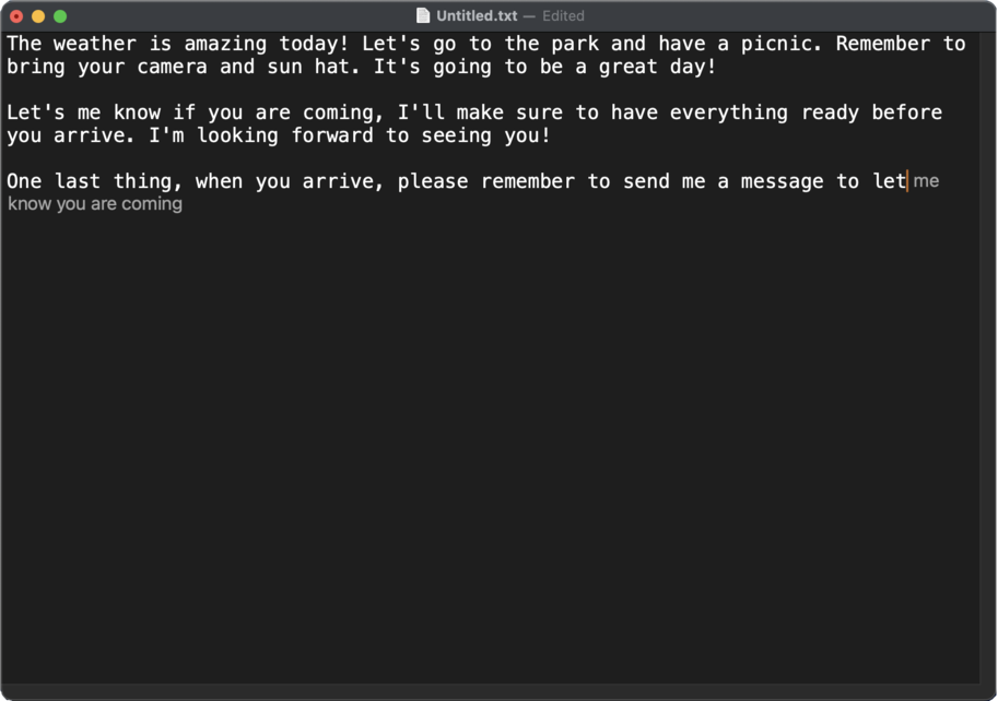 Inline writing assistant completions