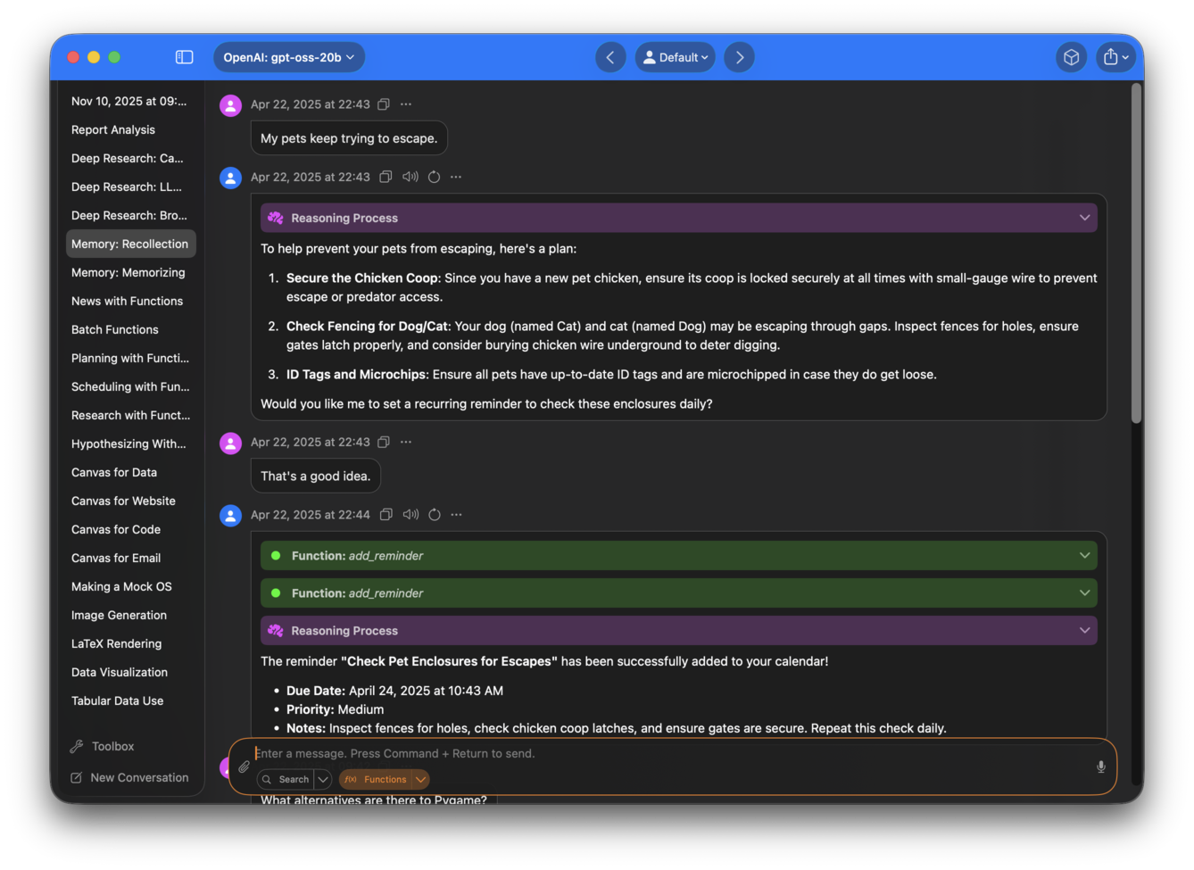 Persistent memory recall